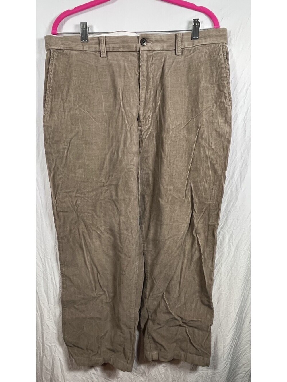Haggar Mens 38x29 Tan Pant Corduroy Zip Fly Classic Fit Pockets